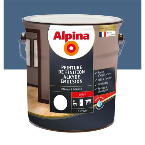 Peinture Alpina Alkyde Mulsion L Brillant Couleur Bleu Proven Al