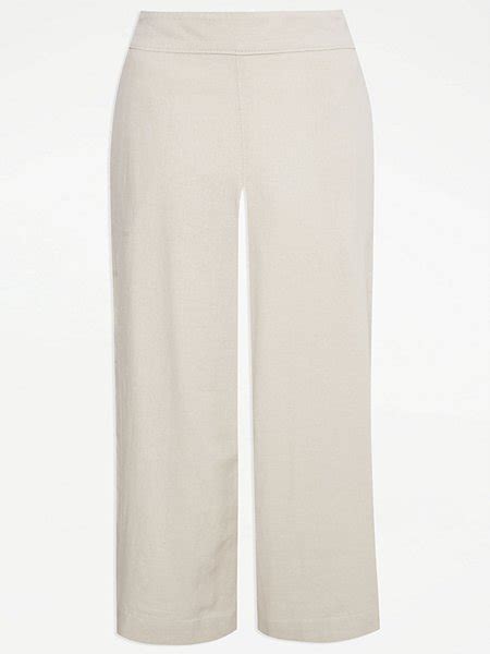 Grey Striped Wide Leg Linen Blend Trousers Women George At Asda