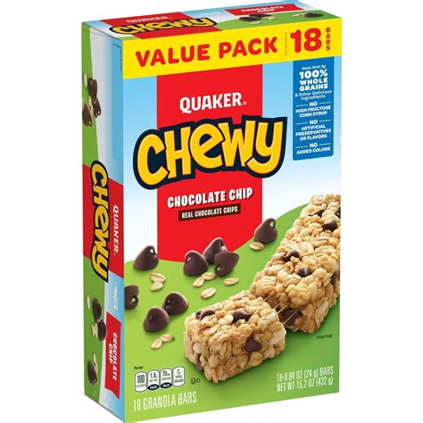 Quaker Chewy Granola Bars, Chocolate Chip (18 Pack) - Walmart.com ...