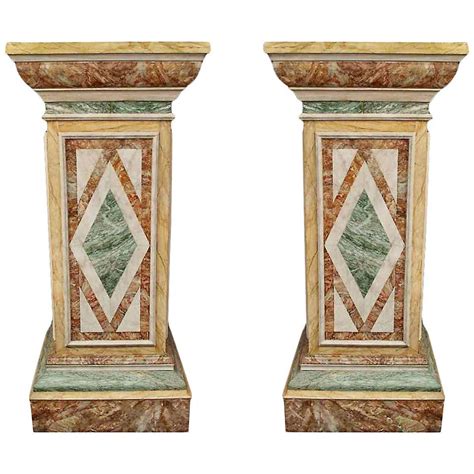 Pair Of Faux Marble Pedestals For Sale At 1stdibs