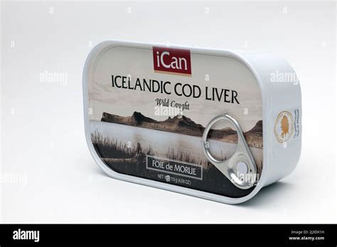 Tin Of Ican Icelandic Cod Liver With A Ring Pull Can Stock Photo Alamy