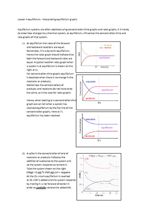 Break down of equilibrium graphs - Lesson 4 equilibrium - interpreting equilibrium graphs - Studocu