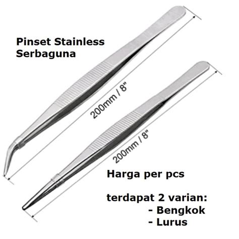 Jual Pinset Stainless Cm Tweezer Bengkok Lurus Shopee Indonesia