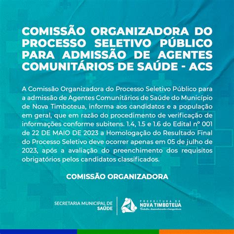 Nota Comissão Organizadora do Processo Seletivo Público ACS