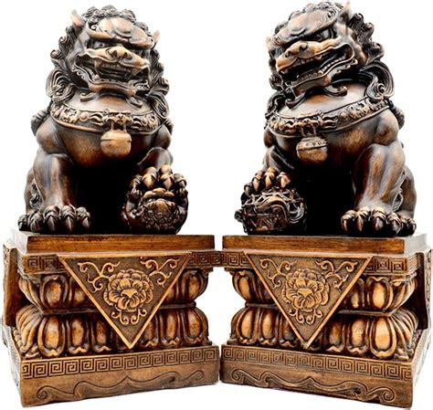 Wzson Beijing Guardian Lions Pair Fu Foo Dogs Statues