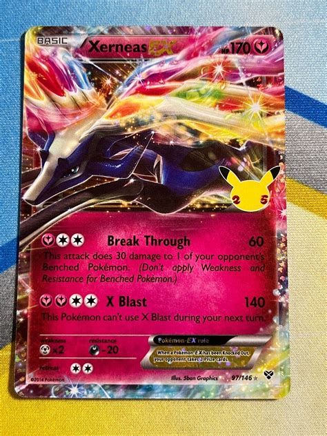 Pokemon TCG 25th Anniversary Celebrations XERNEAS EX Holo Rare 97 146