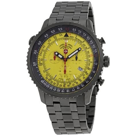 Men S Thunderbolt Chronograph Stainless Steel Yellow Dial Watch Swiss