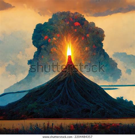 Volcano Eruption Explosion Beautiful Landscape Wallpaper Stock ...