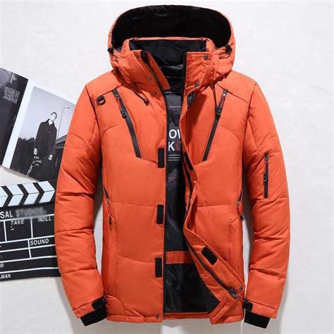 New Winter Jacket Men Casual White Duck Down Warm Hooded Coats Mens