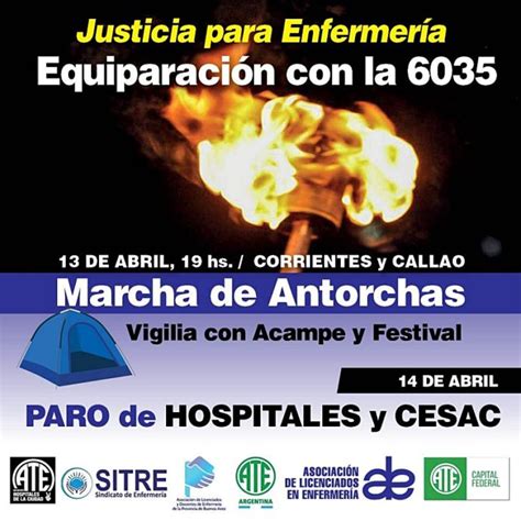 CABA marcha de antorchas acampe vigilia y paro de la enfermería