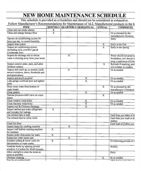 Home Maintenance Schedule Template - 7+ Free PDF, Word Format Download ...