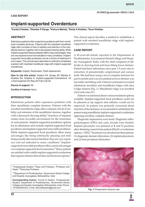 (PDF) Implant-supported Overdenture