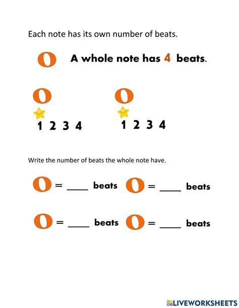 Number Of Beats 1 Worksheet Live Worksheets