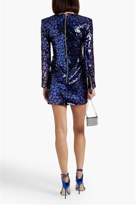 Balmain Printed Sequined Chiffon Mini Dress The Outnet