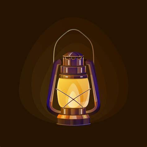 Premium Vector Burning Kerosene Lamp In Dark