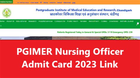 Pgimer Nursing Officer Admit Card Link At Pgimer Edu In