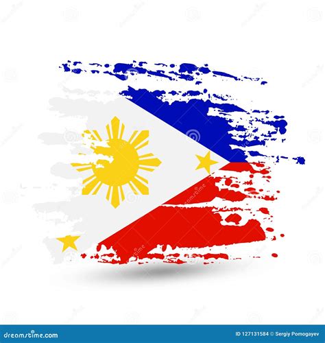 Grunge Brush Stroke With Philippines National Flag Stock Vector