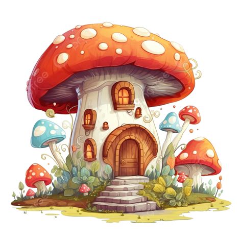 Mushroom House Fairy Tale Isolated Ai Generative Mushroom House