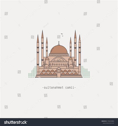 Minimalist Illustration Istanbuls Iconic Blue Mosque Stock Vector