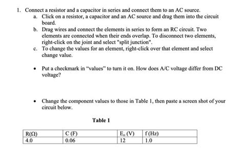 Solved Connect A Resistor And A Capacitor In Series And Chegg