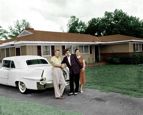 Vernon Gladys With Elvis Behind A Cadillac Eldorado At 1034 Audubon