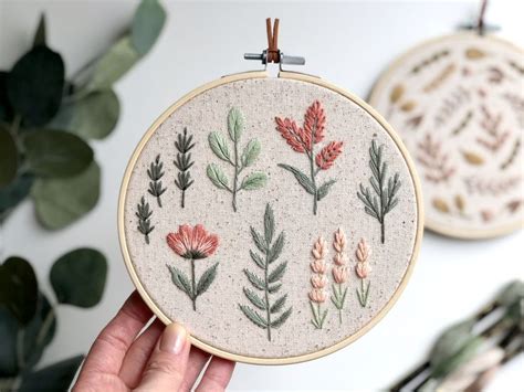 Floral Embroidery Hoop Art Botanical Hand Embroidery 6 Inch Hoop