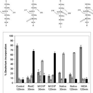 Deuterium incorporation. A, mass spectrometry fragments of alditol ...