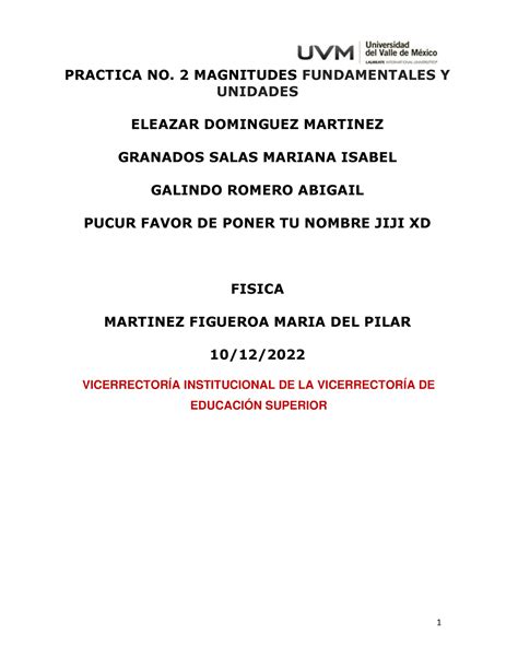 Práctica 11 practica PRACTICA NO 2 MAGNITUDES FUNDAMENTALES Y