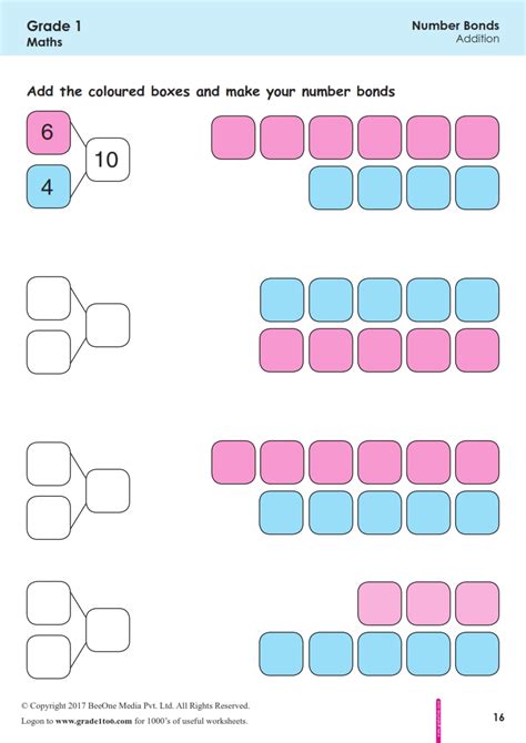 Grade 1 Number Bond Worksheets
