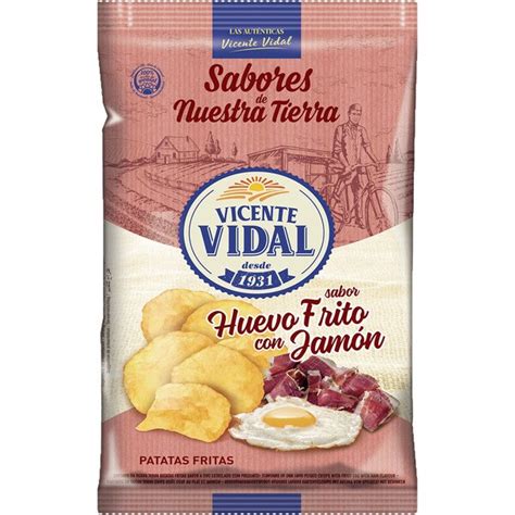 Patatas fritas sabor huevo frito con jamón bolsa 135 g VICENTE VIDAL