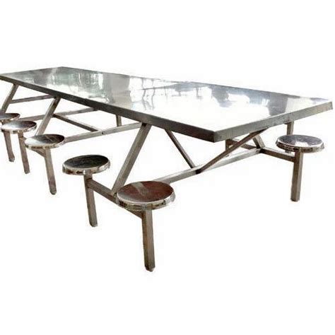 Stainless Steel Rectangular Canteen Silver Colour Dining Table At Rs