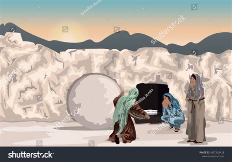 Mary Magdalene Other Women Jesus Tomb Stock Vector Royalty Free