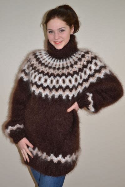 Cozy Icelandic Mohair Turtleneck Sweater One Size