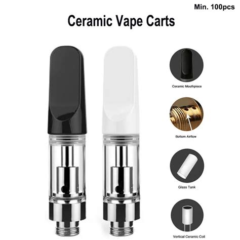 Th205 Ceramic Vape Cartridges Glass Tank Atomizers 0 5ml 0 8ml 1 0ml Ceramics Coil Head White