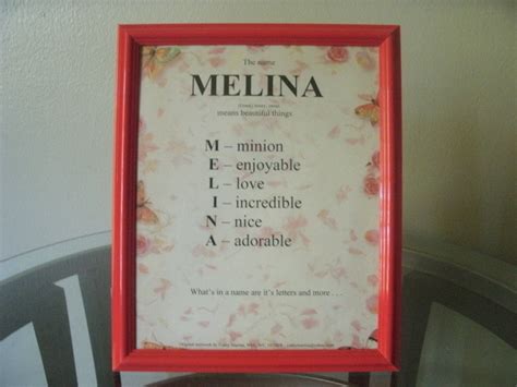 Name Meaning Personalize Melina Framed Novelty Wall