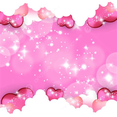 Pink Hearts And White Clouds Cute Valentines Day Background Love