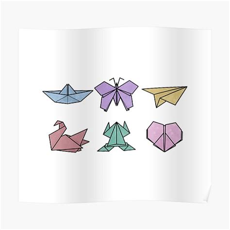 Colorful Origami Figures Poster For Sale By Peachycrossing Redbubble