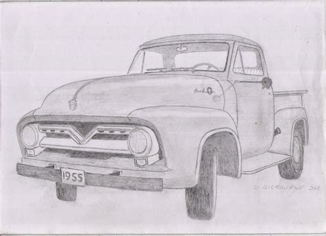 Classic Car Drawings 1955 Ford F 100 Pick Up Car Drawings Classic Cars Ford Trucks