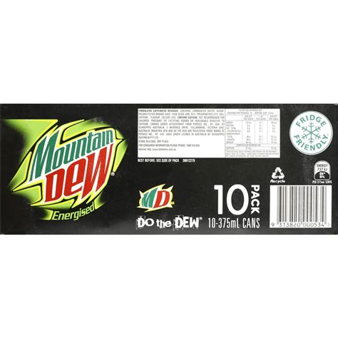 Mountain Dew Soft Drink Cans 10x375ml Pack Woolworths