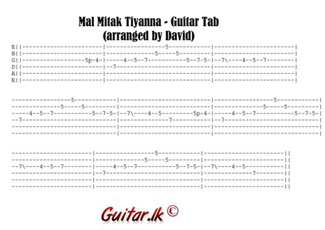 Mal Mitak Thiyan (Guitar Tabs Included) Guitar Chords by Artist Kasun ...