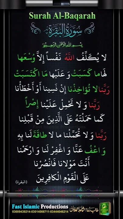 Surah Al Baqarah سورۃ البقرۃ Ayat 286 Shotrs Tilawat Quranrecitation