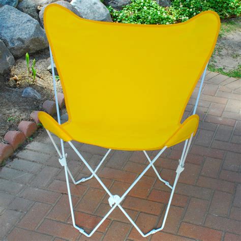 Yellow Butterfly Chair And Cover Combination With White Frame Algoma