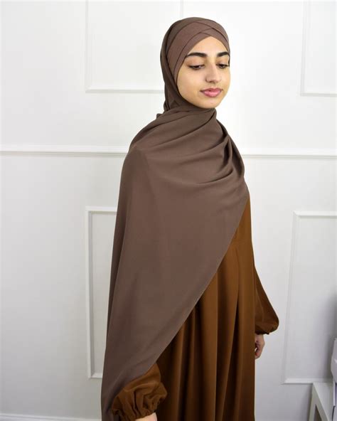 Chiffon With Jersey Cap Instant Hijab Coffee Ina Collection