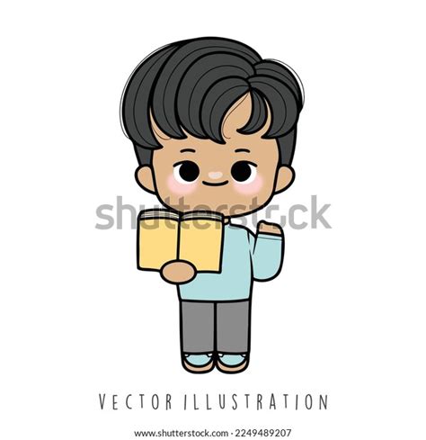 Boy Reading Book Vector Illustration Stock Vector (Royalty Free ...