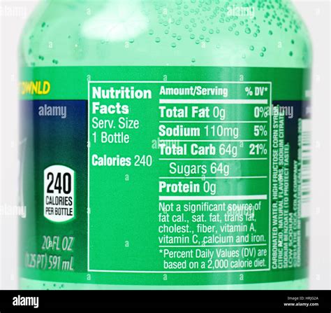 Nutrition facts soda pop soft hi-res stock photography and images - Alamy