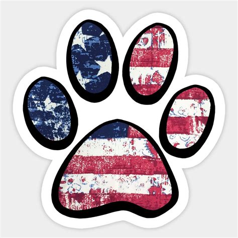 Patriotic Paw Print By Artworkandbeyond In 2024 American Flag Sticker