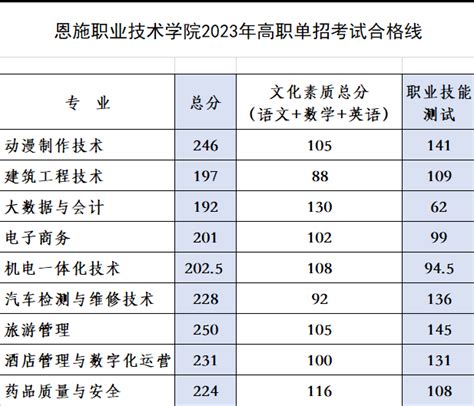 2024恩施职业技术学院单招录取分数线（含2022 2023历年）大学生必备网