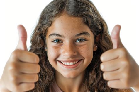 A Girls Radiant Smile And Thumbs Up Premium Ai Generated Image