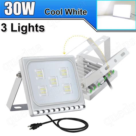 3pack 30w Led Flood Light Cool White Outdoor Spotlight Garden Yard Lamp