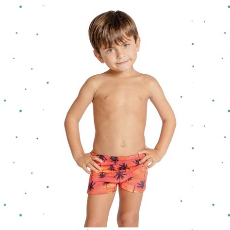 Sunga Boxer Infantil Magah Estampa Coqueiros